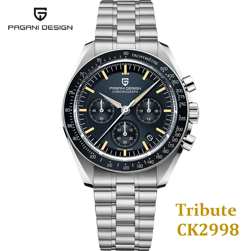 PAGANI DESIGN 2025 New Tribute to CK2998 Moon Watch Men Luxury Quartz Watches For Men AR Sapphire crystal Sport Chronograph Man